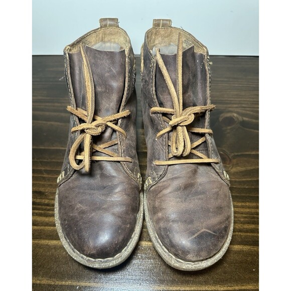 Born Temple Booties Leather Distressed Brown Ankle Lace Up Boots Women's‎ 9 - Picture 5 of 13